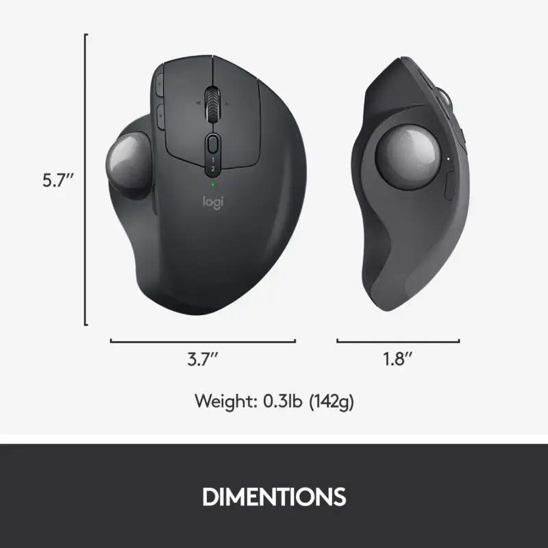 Logitech - MX ERGO Plus Wireless Trackball Mouse with Ergonomic design - Graphite - Image 5