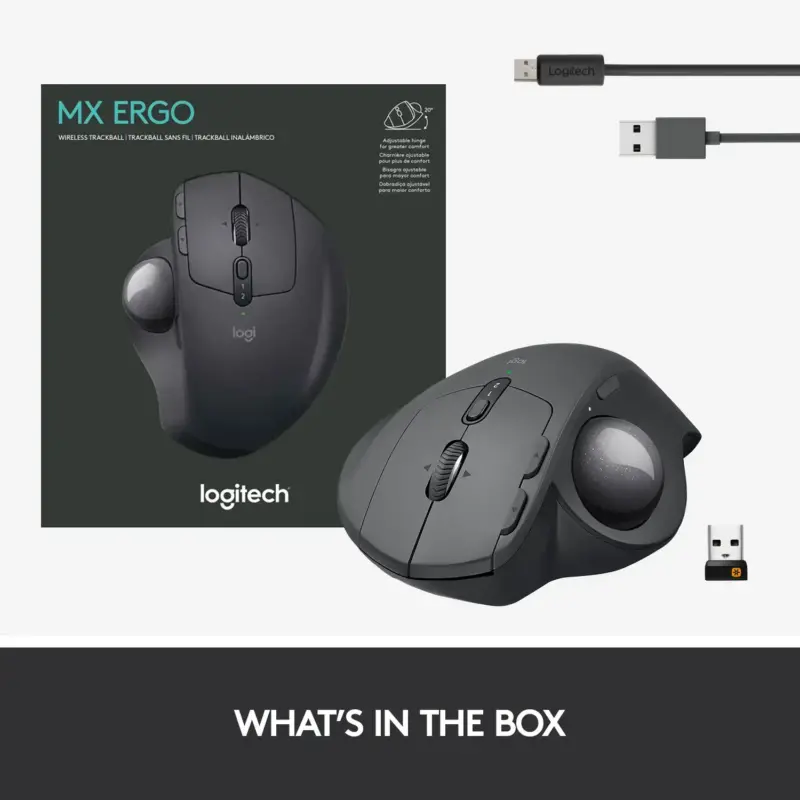 Logitech - MX ERGO Plus Wireless Trackball Mouse with Ergonomic design - Graphite - Image 10