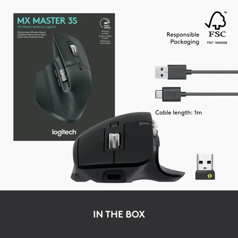 Logitech - MX Master 3S Wireless Laser Mouse with Ultrafast Scrolling - Black - Image 3