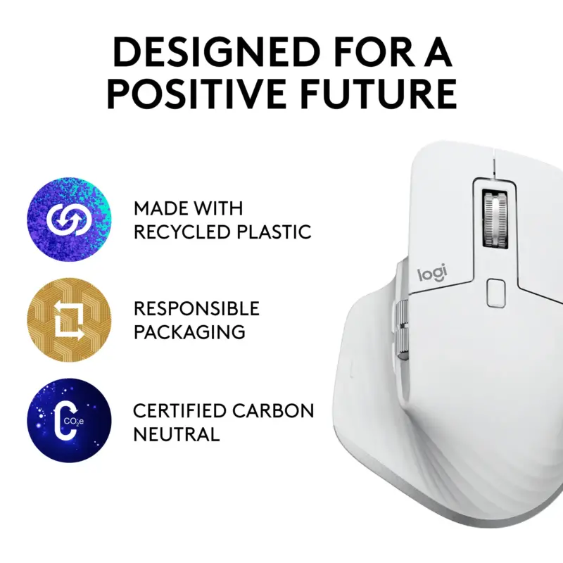 Logitech - MX Master 3S Wireless Laser Mouse with Ultrafast Scrolling - Pale Gray - Image 3