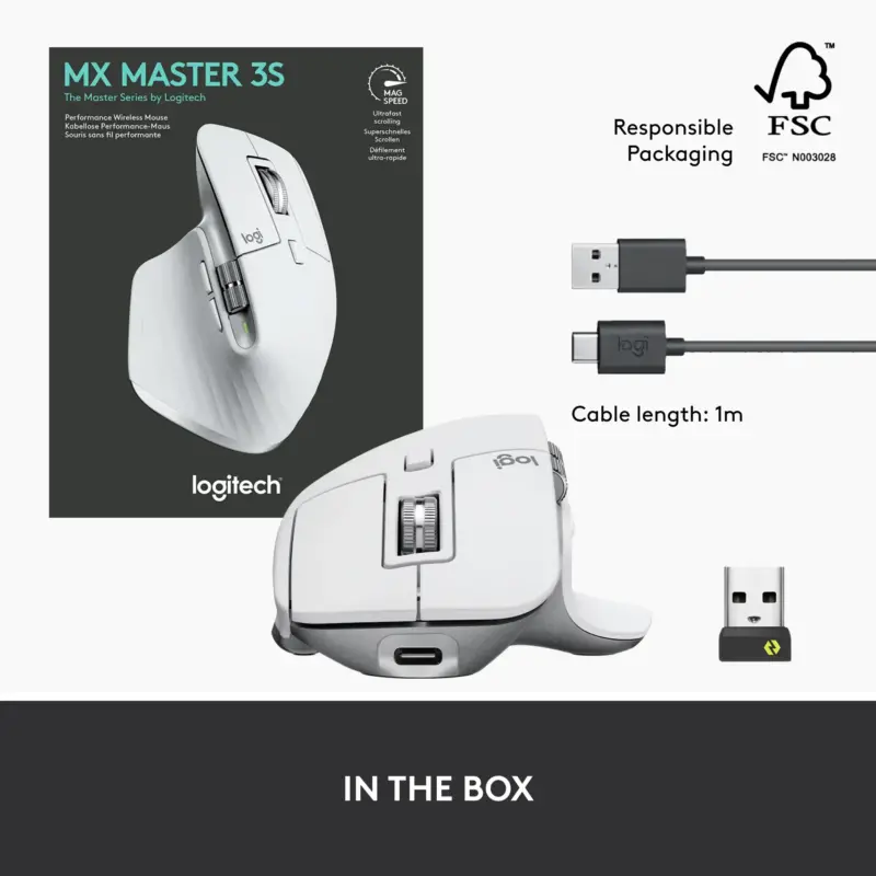 Logitech - MX Master 3S Wireless Laser Mouse with Ultrafast Scrolling - Pale Gray - Image 5
