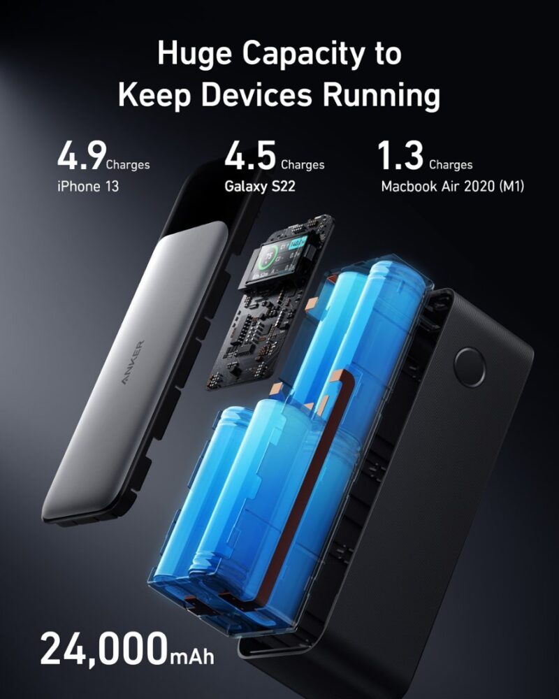 Anker - Power Bank (24000mAh, 140W, 3-Port) A1289011 - Image 5
