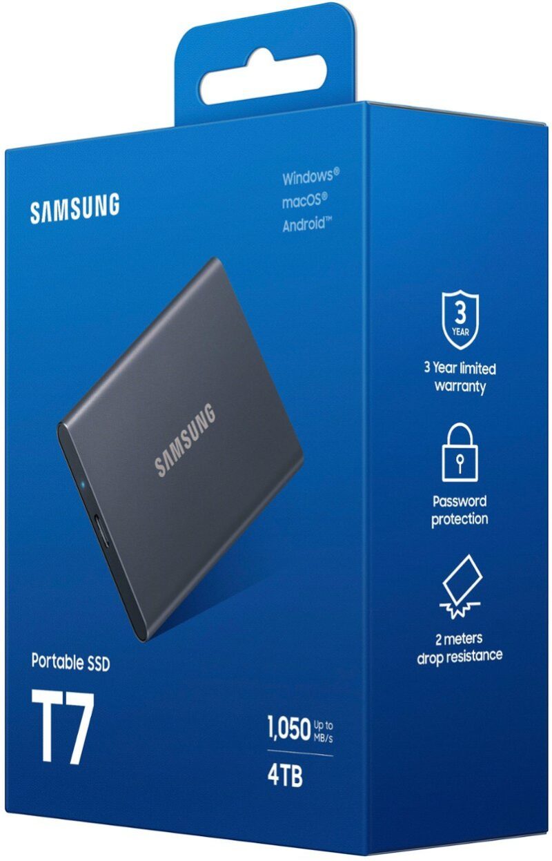 Samsung - T7 4TB External USB 3.2 Gen 2 Portable SSD with Hardware Encryption - Titan Gray - Image 6