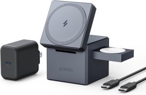 Anker MagSafe Charger Stand, Anker 3-in-1 Cube with MagSafe, 15W Max Fast Charging Stand, Foldable Wireless.