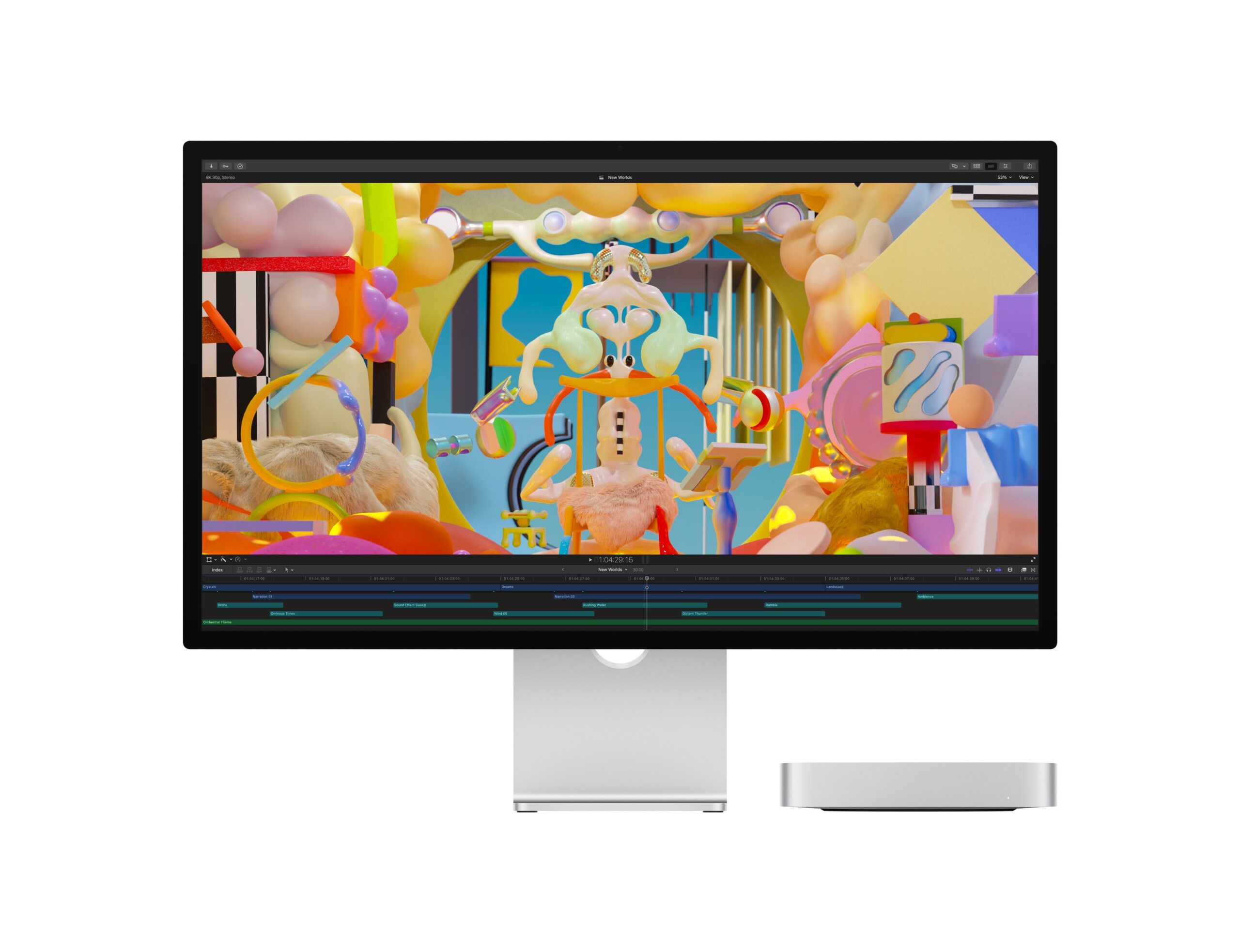 Mac mini M2 Pro 10-Core CPU 16-Core GPU 16GB 512GB w/ Studio Display 5k Studio Display Tilt-Adjustable MK0U3LL/A MNH73LL/A