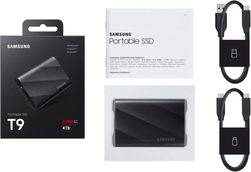 Samsung - T9 Portable SSD 2TB, Up to 2,000MB/s, USB 3.2 Gen2 - Black - Image 2
