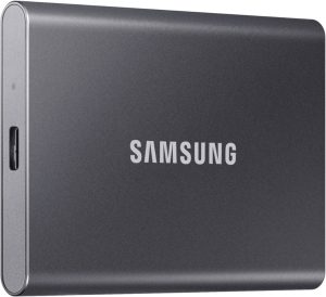 Samsung - T7 1TB External USB 3.2 Gen 2 Portable SSD with Hardware Encryption - Titan Gray