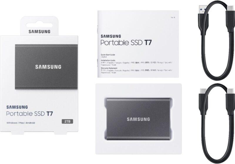 Samsung - T7 2TB External USB 3.2 Gen 2 Portable SSD with Hardware Encryption - Titan Gray - Image 2