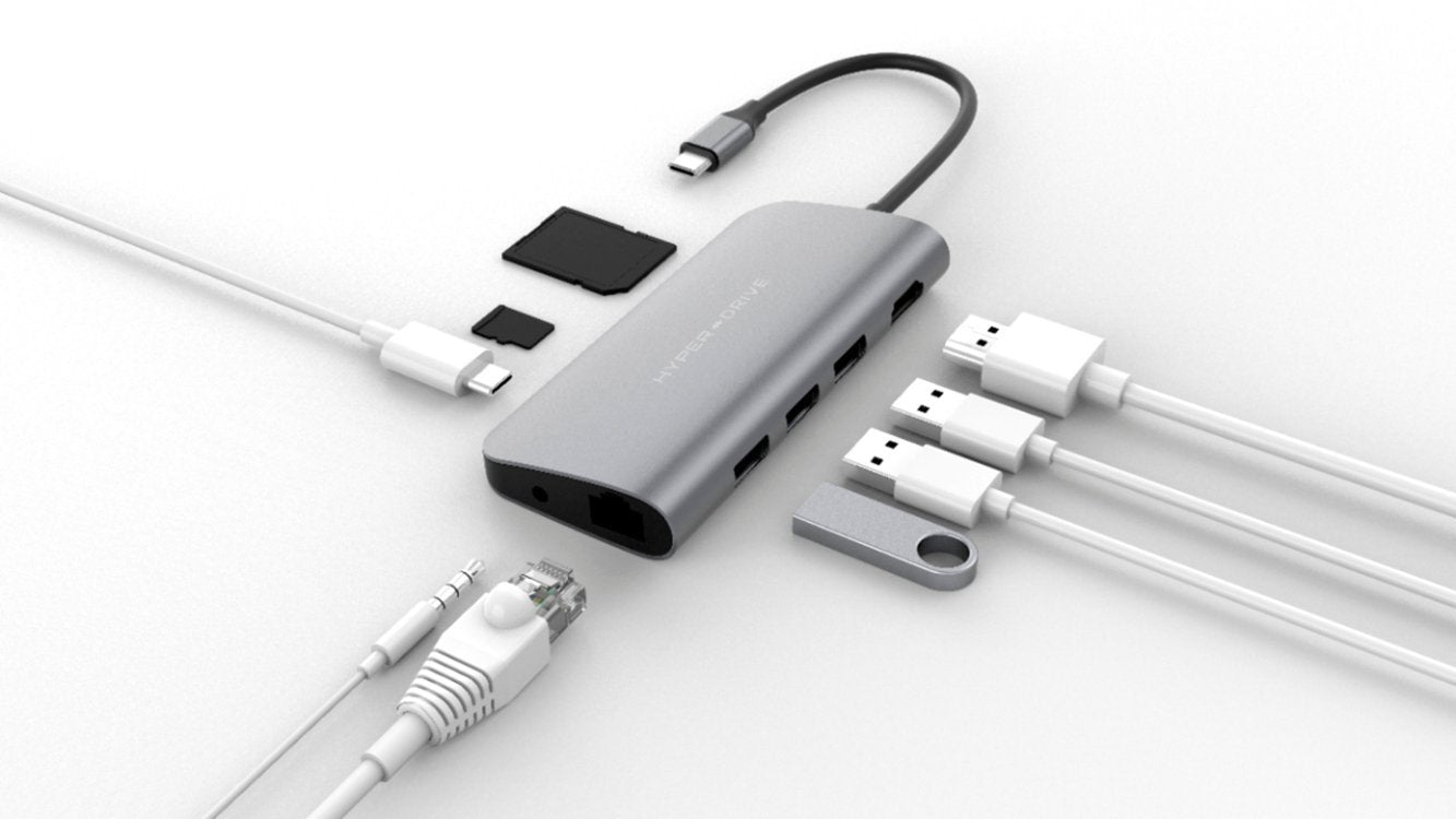 Hyper - 9-Port Universal USB-C Hub - Docking Station HD30F-Gray