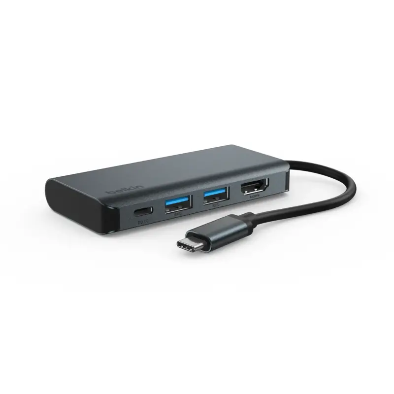 Belkin - USB C Hub 4-in-1 Multi-Port Laptop Dock with 4K HDMI w/ 100W PD AVC019ttDG-RL - Image 2