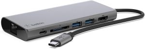 Belkin - USB C Hub 6-in-1 Multi-Port w/4K HDMI, Adapter w/60W Power Delivery ‎F4U092btSGY