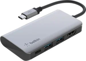 Belkin - USB C Hub 4-in-1 Multi-Port w/4K HDMI, Adapter w/100W Power Delivery AVC006btSGY