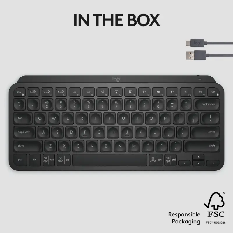 Logitech - MX Keys Mini TKL Wireless Bluetooth Scissor Keyboard w/ Backlit Keys - Black 920-010475 - Image 4