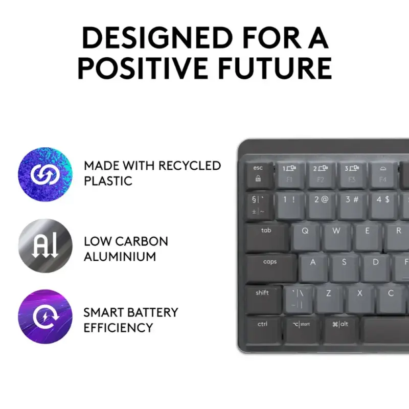 Logitech - MX Mechanical Mini Compact Wireless Mechanical Tactile Switch Keyboard w/ Backlit Keys - Graphite 920-010550 - Image 3