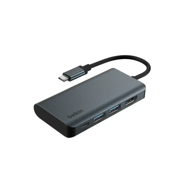 Belkin - USB C Hub 4-in-1 Multi-Port Laptop Dock with 4K HDMI w/ 100W PD AVC019ttDG-RL