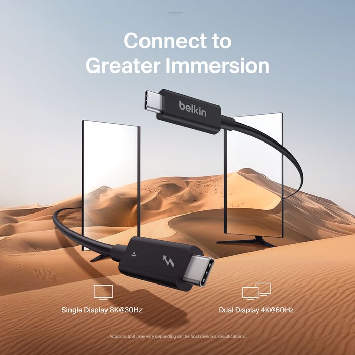 Belkin - 3.3' 8K Thunderbolt Cable w/ 40Gbps High Speed Data Transfer INZ003bt1MBK - Image 4
