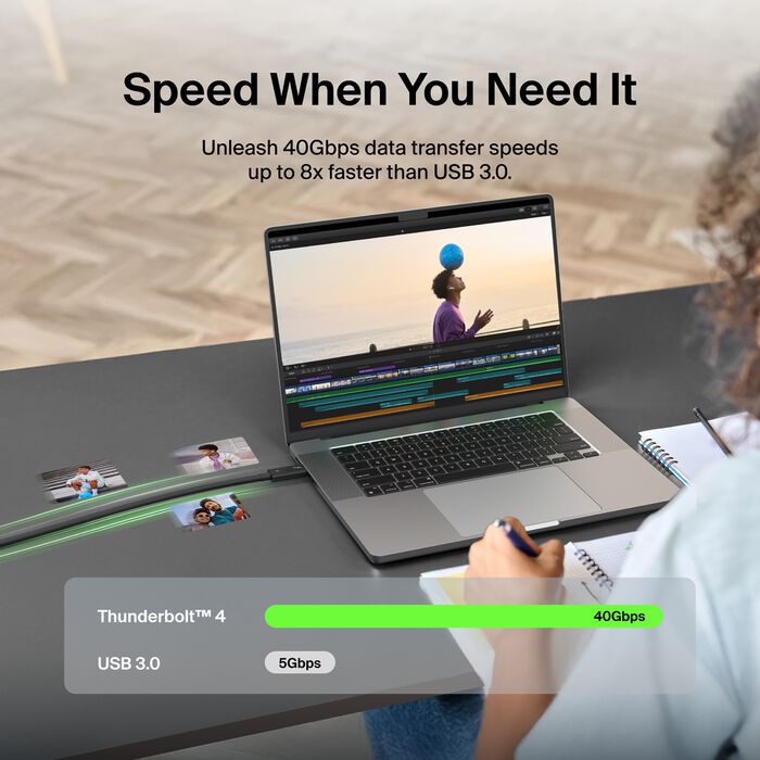 Belkin - 3.3' 8K Thunderbolt Cable w/ 40Gbps High Speed Data Transfer INZ003bt1MBK - Image 3