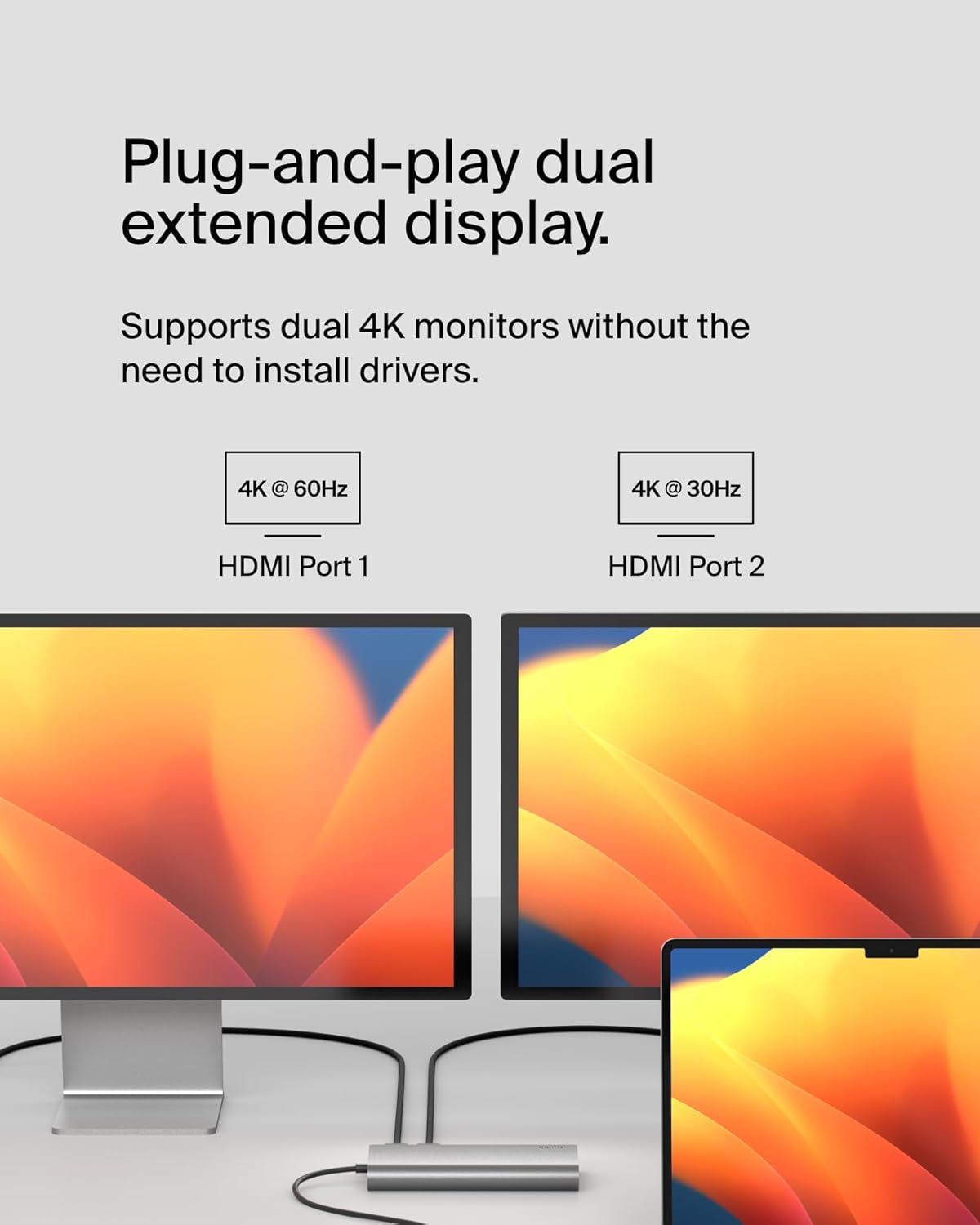 Belkin - Connect USB-C 8-in-1 Dual Display Core Hub w/ 100W PD - INC015btSGY - Image 6