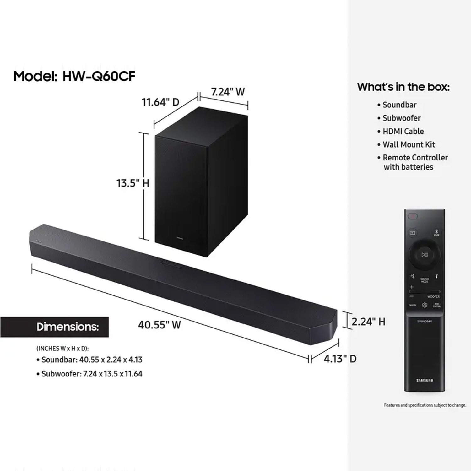 Samsung Q-Series HW-Q60CF 3.1.2 Ch Soundbar with Subwoofer - Image 10