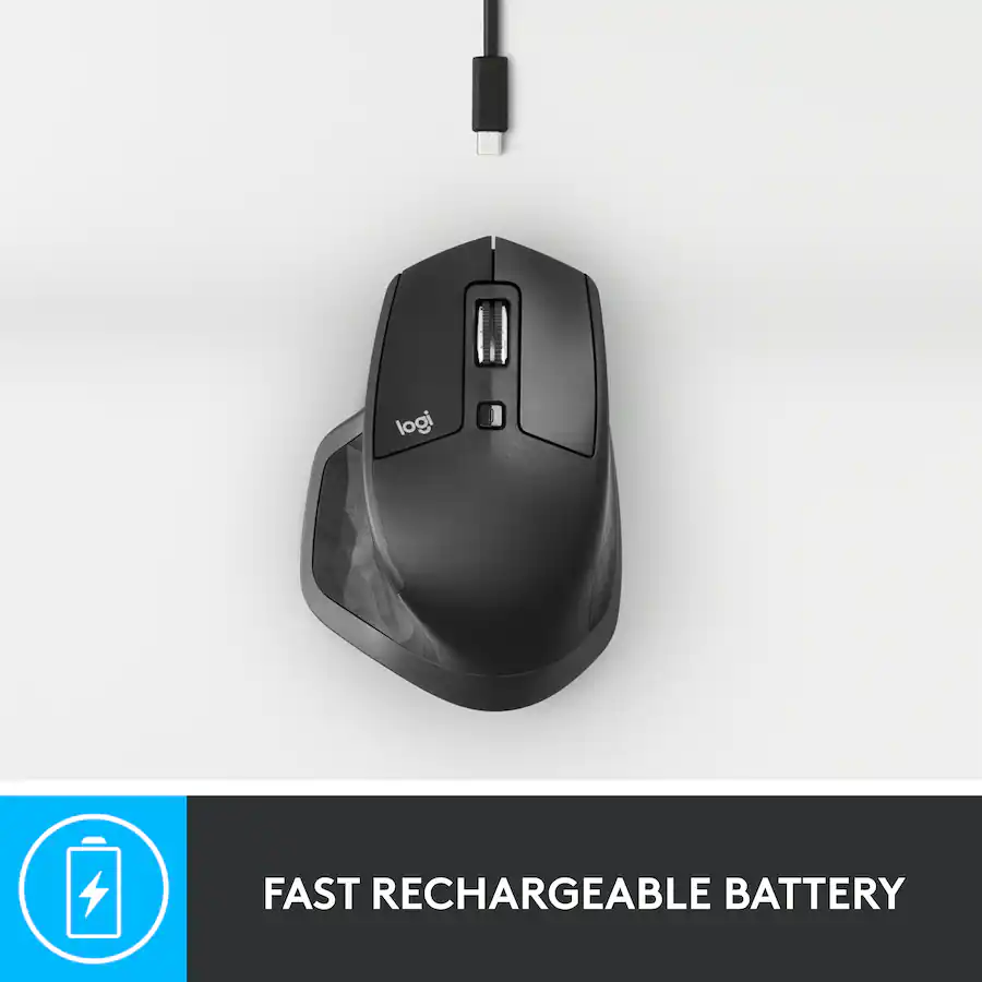 Logitech - MX Master 2S Bluetooth Wireless Laser Mouse with Hyper-Fast Scrolling - Wireless - Graphite 910-005965 - Image 3