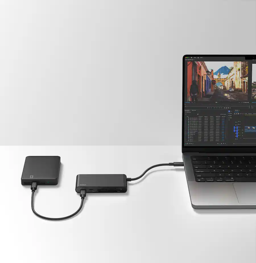 Belkin - 5-Port Hub w/ 4K HDMI, 7.8 inch tethered USB-C cable, 100W AVC021fqBK - Image 10