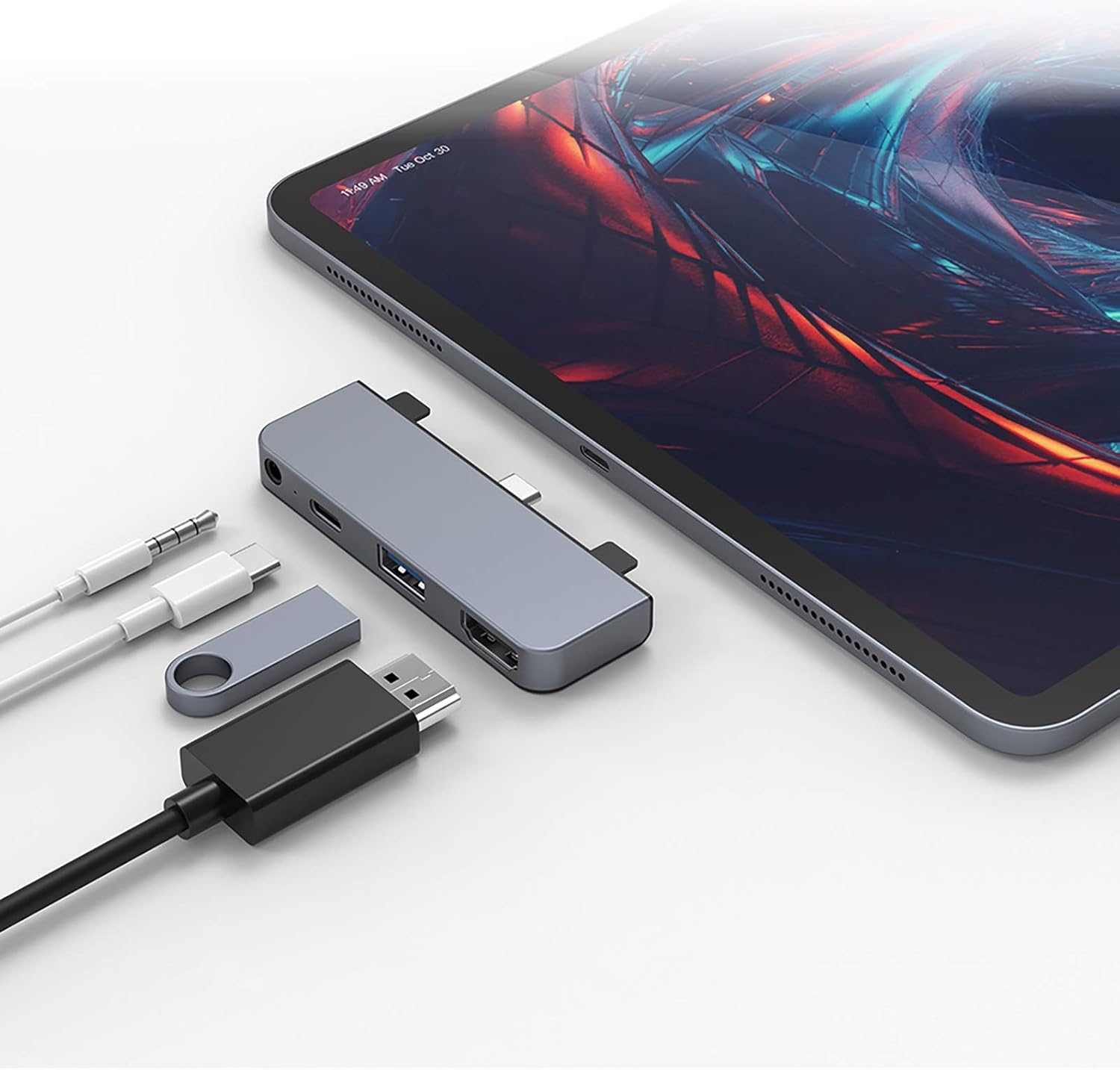 HyperDrive iPad Pro USB C Hub 4-in-1 USBC Hub HD319E-Gray - Image 9