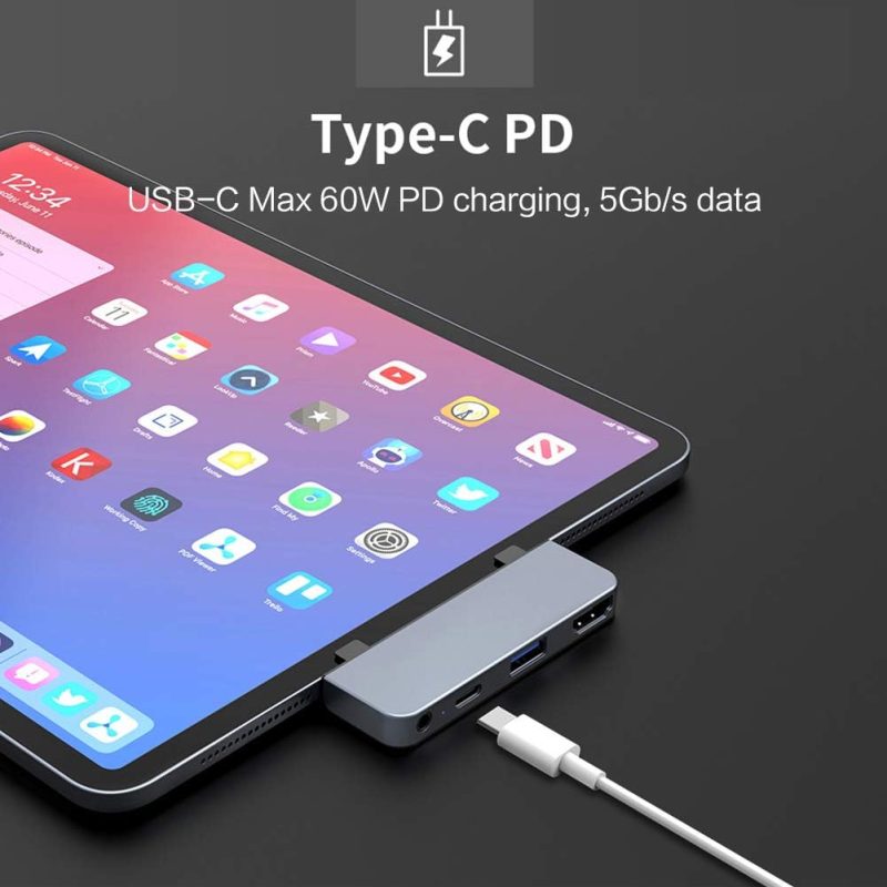 HyperDrive iPad Pro USB C Hub 4-in-1 USBC Hub HD319E-Gray - Image 4