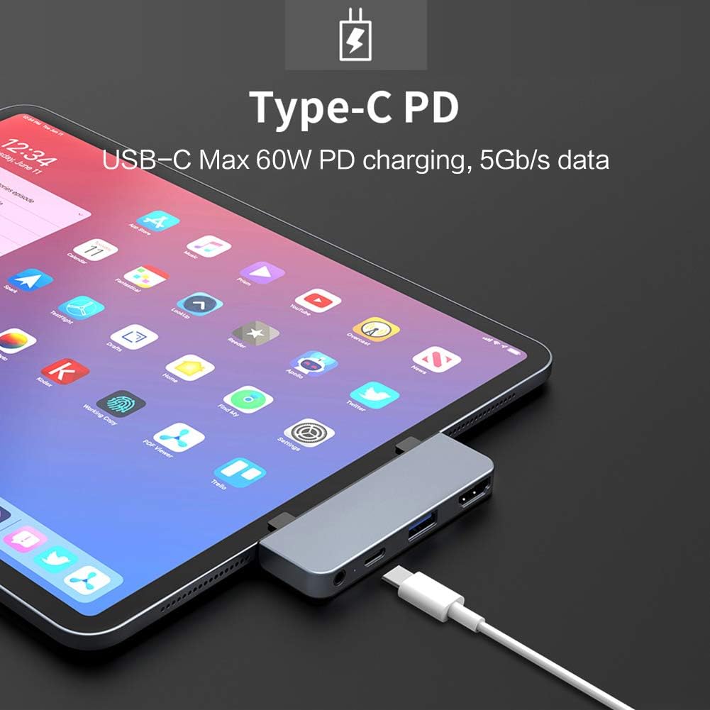 HyperDrive iPad Pro USB C Hub 4-in-1 USBC Hub HD319E-Gray - Image 4