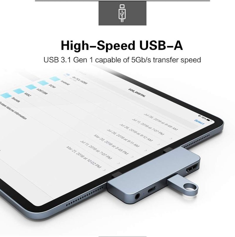 HyperDrive iPad Pro USB C Hub 4-in-1 USBC Hub HD319E-Gray - Image 5