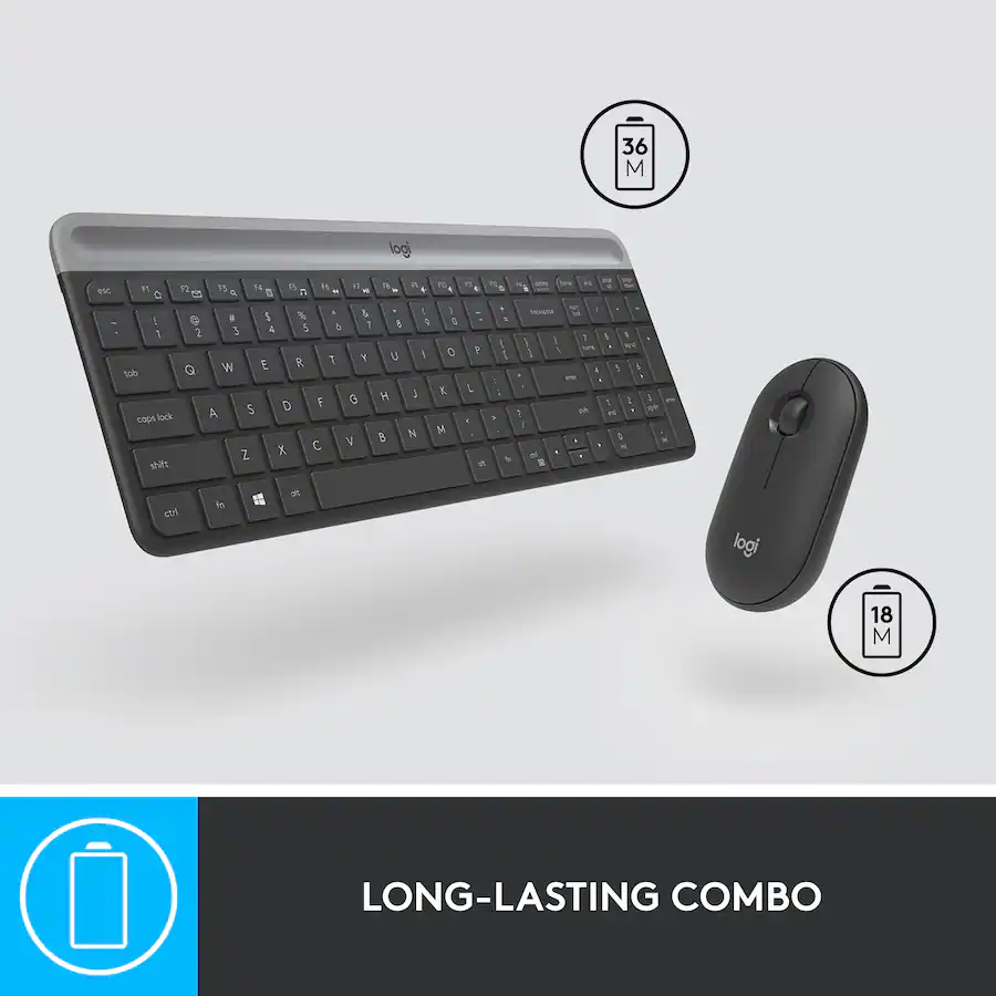 Logitech - MK470 Full-size Wireless Scissor Keyboard & Mouse Bundle with Quiet clicks - Black/Gray 920-009437 - Image 5