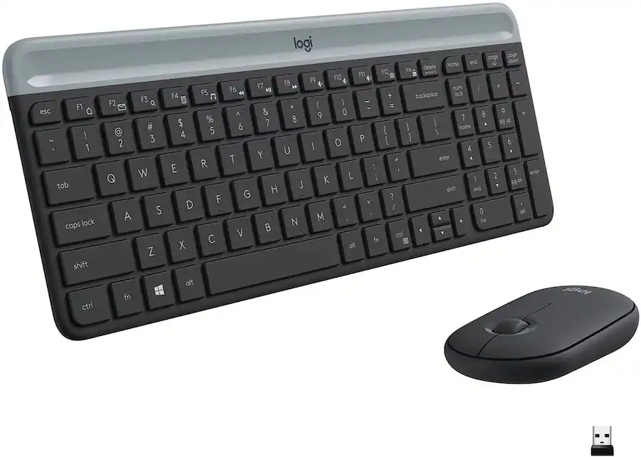 Logitech - MK470 Full-size Wireless Scissor Keyboard & Mouse Bundle with Quiet clicks - Black/Gray 920-009437