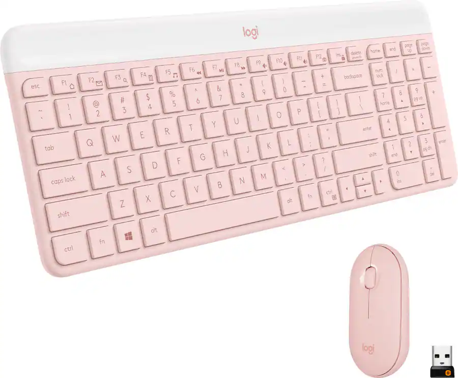 Logitech - MK470 Full-size Wireless Scissor Keyboard & Mouse Bundle with Quiet clicks - Rose 920-011311