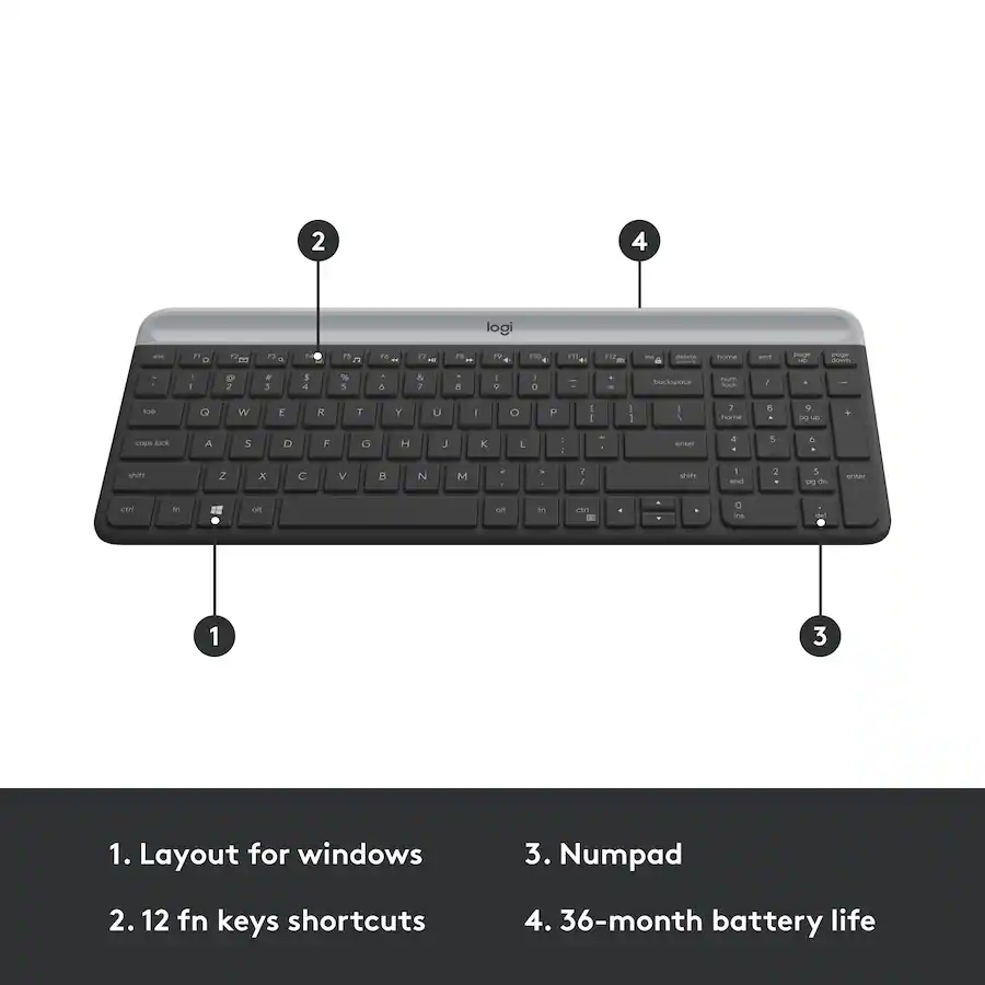 Logitech - MK470 Full-size Wireless Scissor Keyboard & Mouse Bundle with Quiet clicks - Black/Gray 920-009437 - Image 6