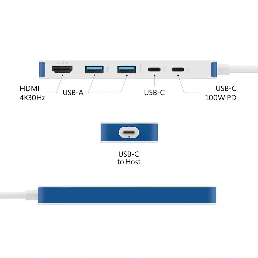 Hyper - HyperDrive Flex 5 Port USB-C Hub - Blue HD4101BUGL - Image 6