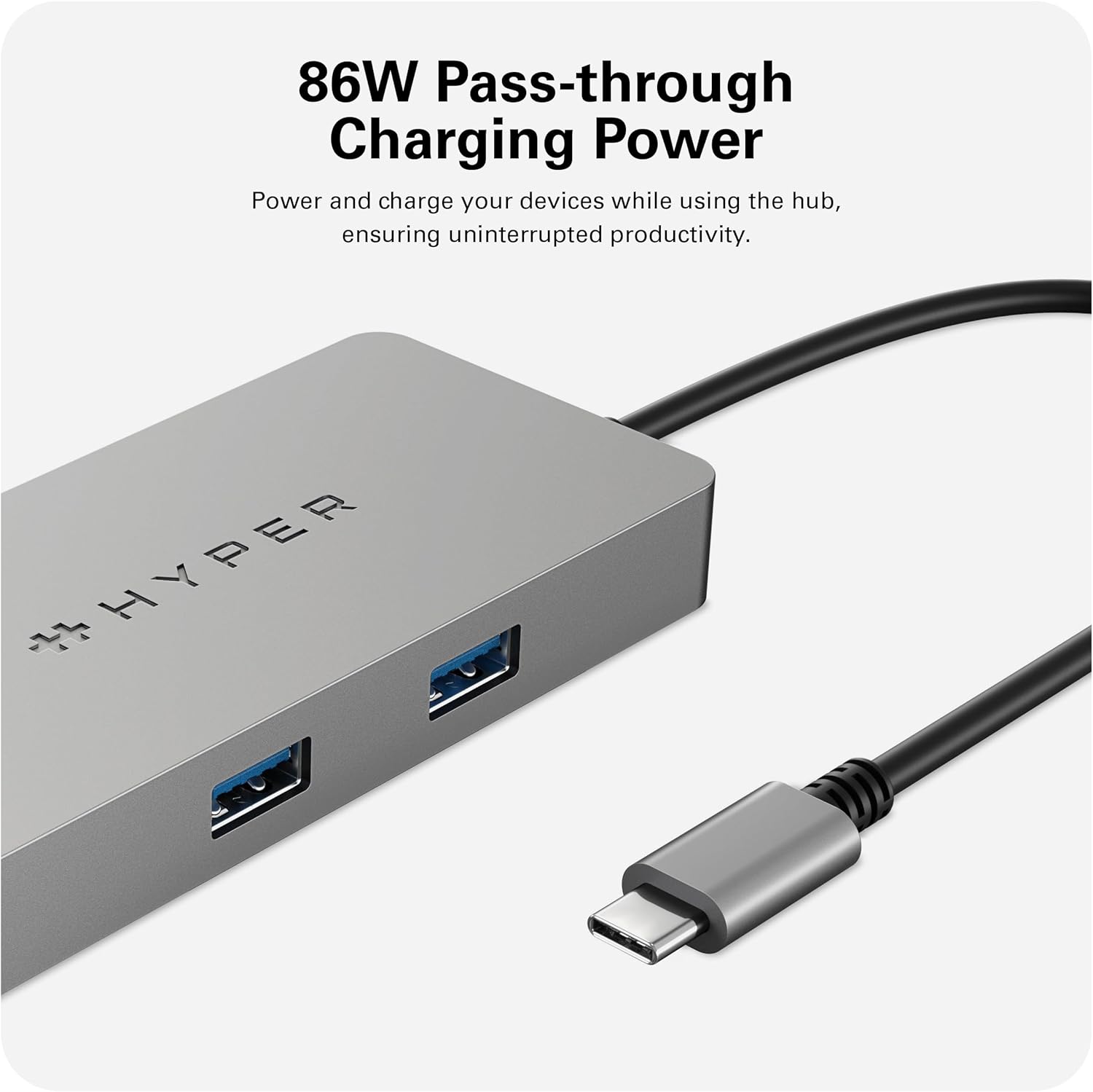 HyperDrive 5 Port USB C Hub - 86W Power Delivery, 4K HDMI, Ethernet, 5Gbps USB-A, USB HDMB2 - Image 2