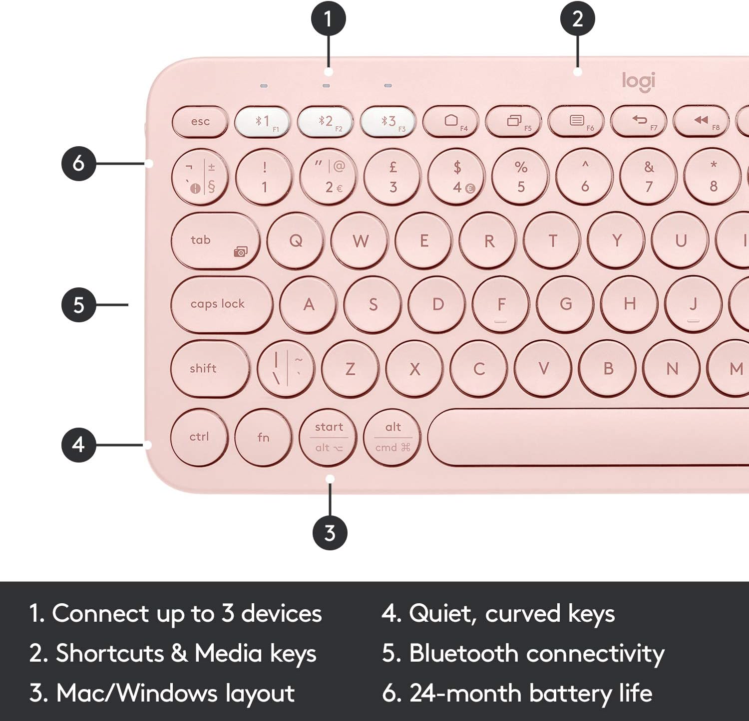 Logitech – K380 Pebble Multi-Device Bluetooth Keyboard ‎920-009599 - Image 5