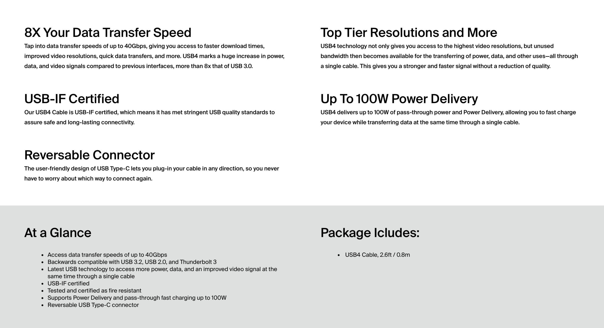 Belkin - USB4 Cable, 100W + 40Gbps INZ001bt0.8MBK - Image 5