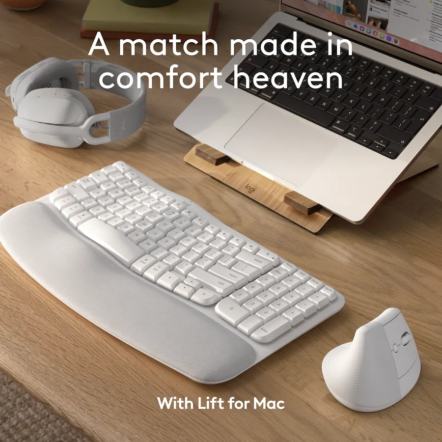 Logitech - Wave Keys for Mac Ergonomic Wireless Membrane Keyboard with Integrated Palm-rest 920-012402 - Image 5