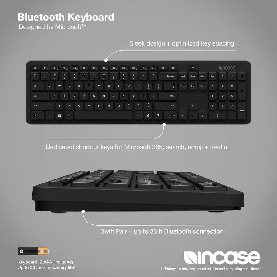 Incase - Bluetooth Keyboard EN Layout Designed by Microsoft - Black QSZ-00001 - Image 5