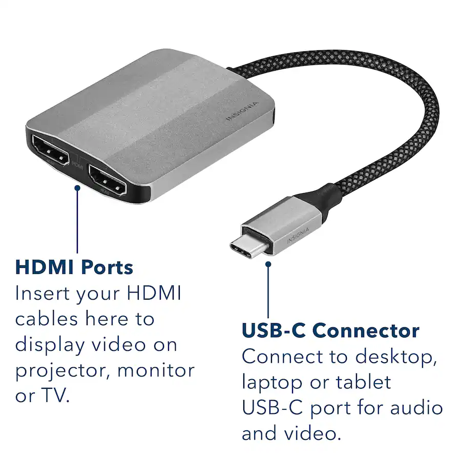 Insignia™ - USB-C to Dual 4K HDMI Adapter - NS-PA5C2HMS23 - Image 3