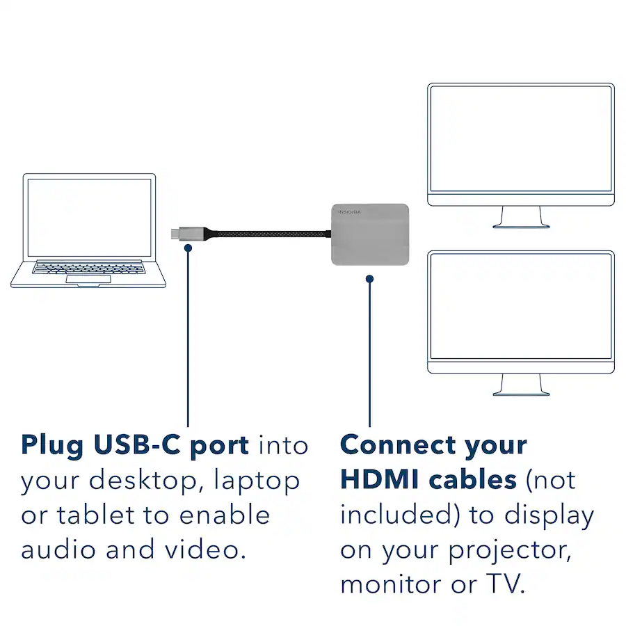 Insignia™ - USB-C to Dual 4K HDMI Adapter - NS-PA5C2HMS23 - Image 2