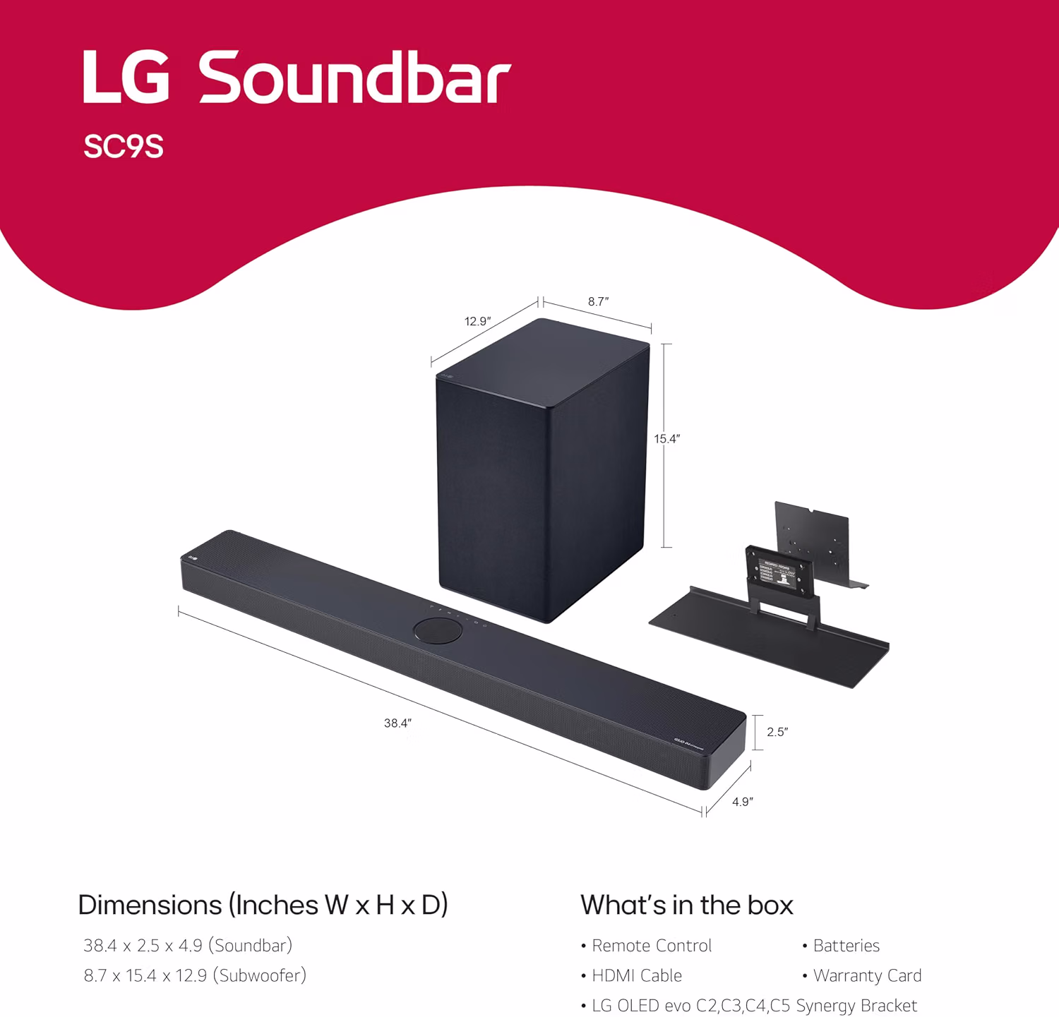 LG SC9S 3.1.3-Channel Built-in with Wireless Dolby Atmos, Rear Speaker Ready, Wireless Subwoofer - Image 3